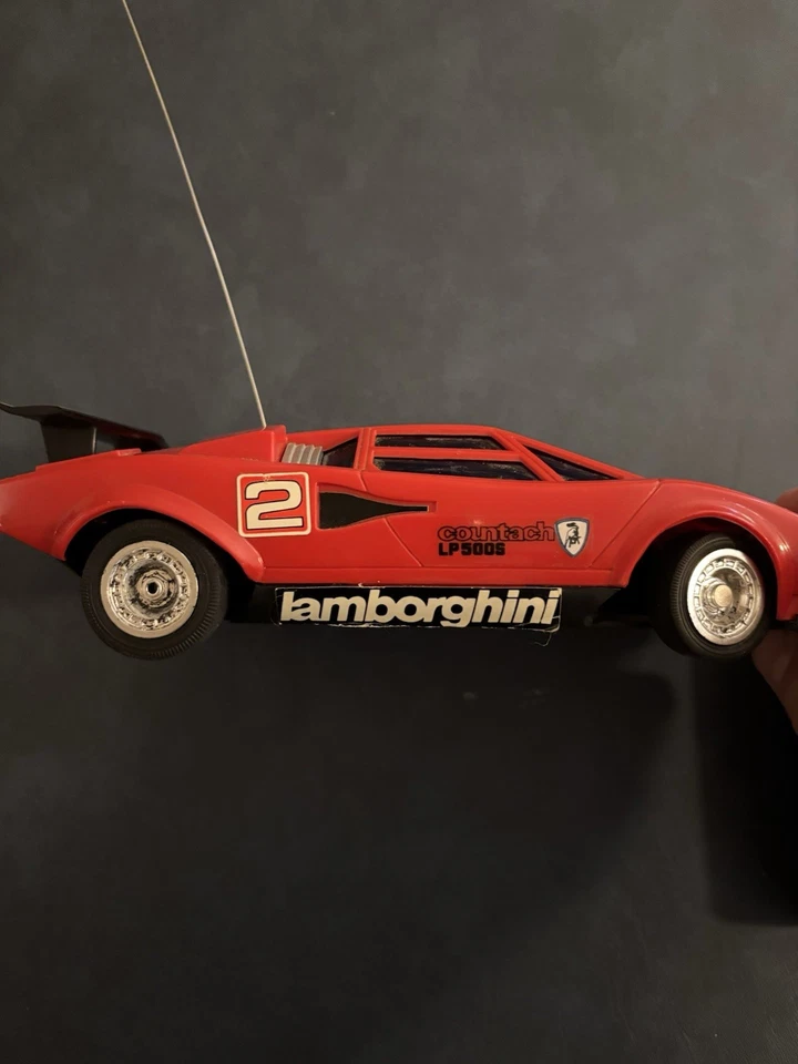 Vintage Lamborghini Red Countach Radio Shack RC Car Tested Works - Image 2 of 4