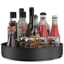 Lazy Susan Stainless Steel Black Spice Rack Turntable for Pantry Cabinet - De...