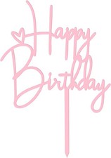 2pcs Happy Birthday Cake Toppers Pink Happy Birthday Cake Decorations Birthdays