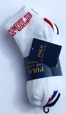 POLO RALPH LAUREN MEN'S WHITE/MULTI CLASSIC SPORT 6 PAIRS SOCKS NEW