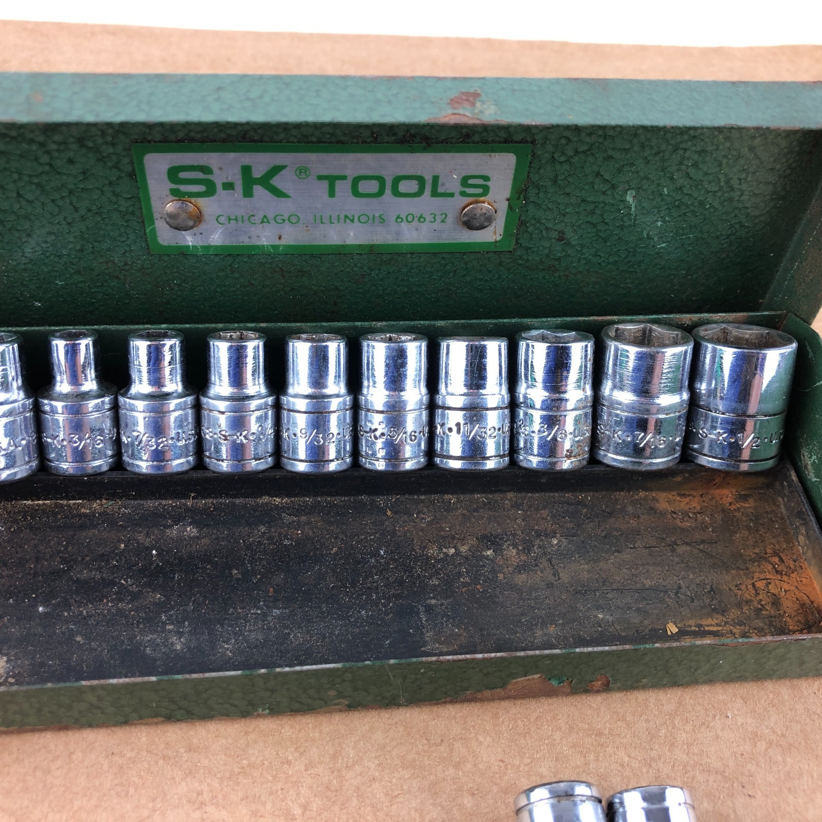 Vintage SK Tools SAE Socket Set 1/4” Drive Ratchet Extension Handle S-K 4915 USA