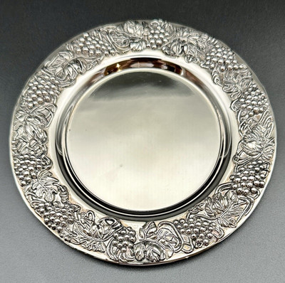 Godinger Silverplate Wine Bottle Coaster | Grapevine Motif | 5  Round | Barware