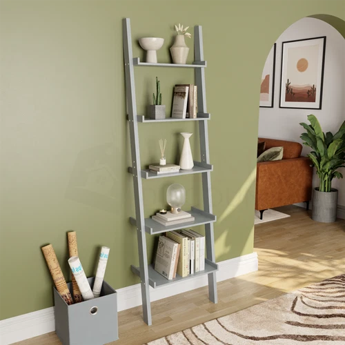 SALE 5 Tier Ladder Bookcase Modern Furniture Grey deal from eBay