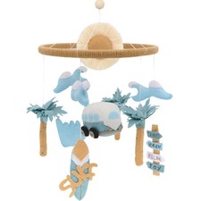 Surf Crib Mobile for Baby Boys, Handmade Felt Ocean Beach Nursery Decor, Coas...