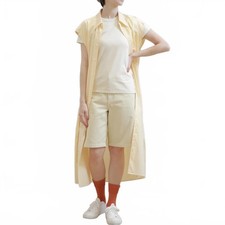 Uniqlo Cotton Sleeveless Midi Shirt Dress Light Orange NWT Large