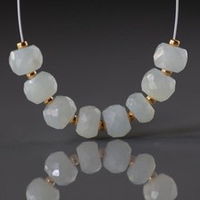 Rare Aqua Blue Sapphire Beads Faceted Rondelle 5.5mm Gray Natural Sapphire 8 PCs