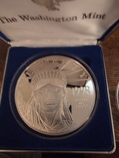 1998 Statue of Liberty Platinum Layers .999 Silver Coin.  Brilliant-Free Ship!