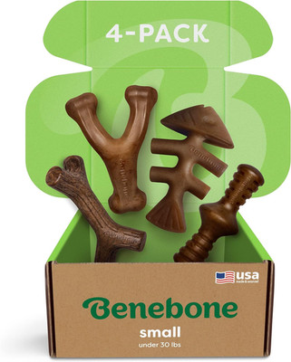 Small 4-Pack Dog Toys for Aggressive Chewers   Durable Dog Bones, Made in USA  
