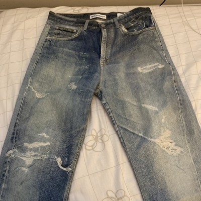 Our Legacy Men's Third Cut Denim Jeans Digital Print Wide Leg, Size 32 Altered
