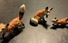 Vintage Porcelain Fox Family Figurines Set 3 Pcs  Miniature 1950's Great Cond. — photo 7