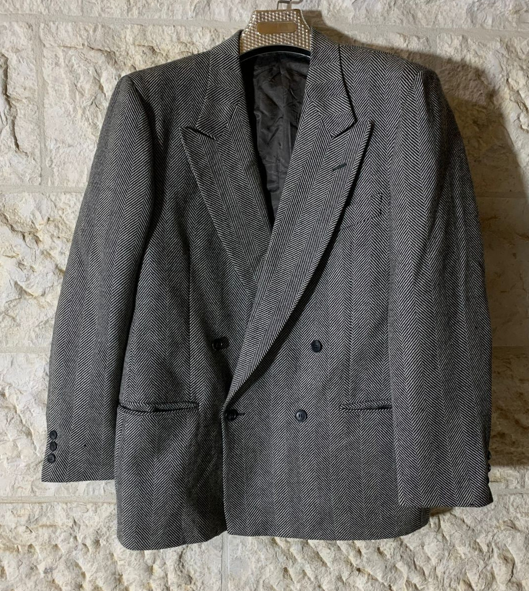 Vintage Valentino Uomo pure wool classic double breasted gray jacket blazer 40R