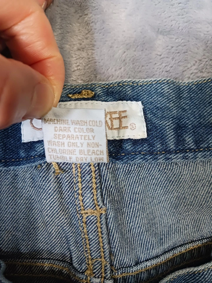 Pantalones cortos de mezclilla Cherokee para mujer talla 10 azules tiro alto plisados vintage mamá jean años 90 Foto 4 de 4