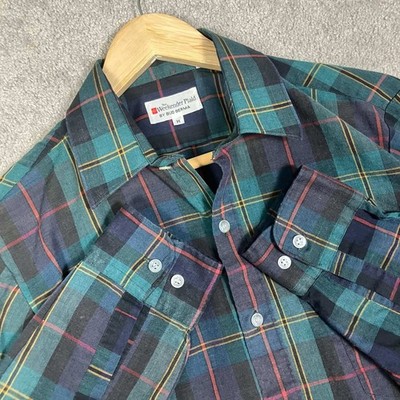 Vintage 80s Bud Berma The Weekender Plaid Shirt Mens M Tartan Green Long Sleeve