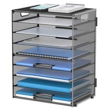 DALTACK 9-Tier Paper Letter Tray Desk Organizer with Handles Mesh File Holder