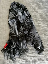 INDIA HICKS TRAVELER'S PALM GRAY SCARF WRAP - 78" x 38" BEACH PAREO COVER UP