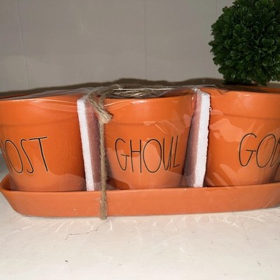 Rae Dunn Planters ORANGE GHOST GHOUL GOBLIN Halloween Decor