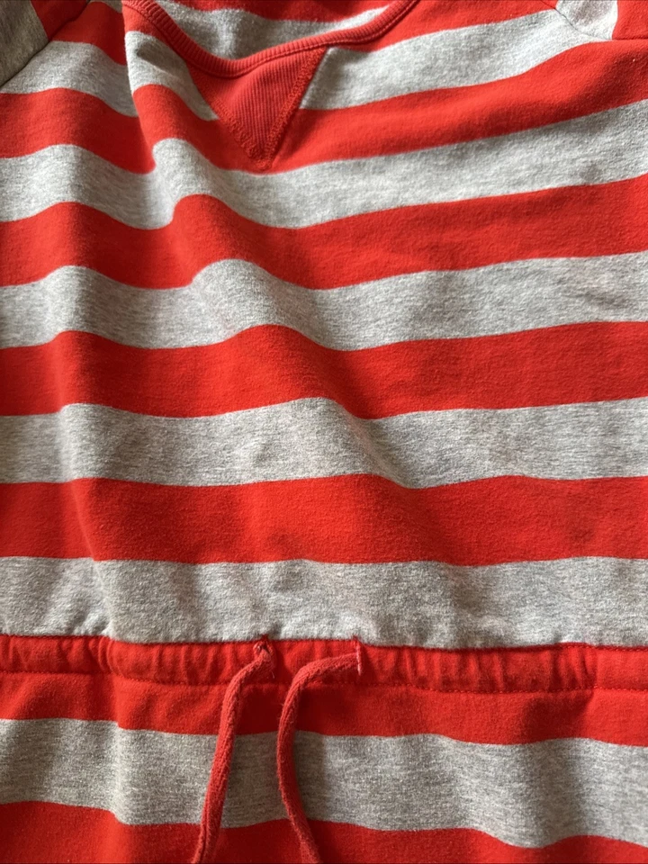 Hanna Andersson Womens M Dress Orange Gray Stripe French Terry Waist Tie - Image 4 of 4