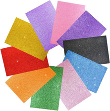 10 Pack Assorted Colors EVA Foam Sheets Glitter Foam Paper for Craft DIY Glitter