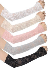5 Pairs Women Lace Arm Sleeves Fingerless Arm Sleeve Floral Hollow Arms Cover Wa