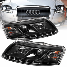 Xenon Scheinwerfer mit LED Leiste Set in schwarz für Audi A6 C6 4F 04.2004-2008