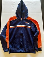 Denver Broncos Youth 14/16 Hoodie NFL Zip Up Navy Orange Logo Sweatshirt