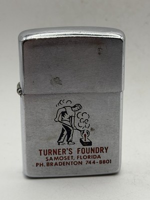 Vintage 1964 Turners Foundry Samoset FL Advertising Chrome Zippo Lighter