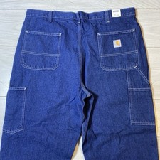 CARHARTT Jeans Mens 38x34 Carpenter Blue Dungaree Fit Cotton New 