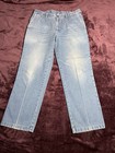 Haggar   Pleated  Denim Blue Jean  Pants  36x32   Distressed  Expandable Waist — photo 3