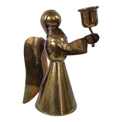Vintage Solid Brass Angel Candle Holder Handmade Figurine Small Brass Decor