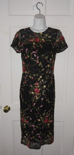 DAVID MEISTER BLACK EMBROIDERED SHORT SLEEVE DRESS SIZE 4