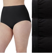 3-pack Bali Women's Full Cut Fit Stretch Cotton Brief Size 6 Black
