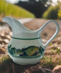 1980 Estee Lauder Porcelain Pitcher Italian Rural Farm Landscape Scene Vintage
