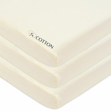 American Baby Company 3 Pack 100 Natural Cotton Fitted Mini Crib Sheets 38" X 2