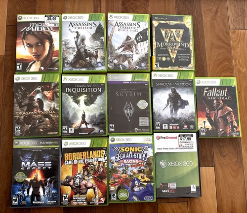 Xbox 360 Games Lot Bundle With Cases (Including Fallout, Skyrim, Dragon Age)