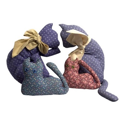 Handmade Floral Fabric Cat Dolls Set of 4 Primitive Folk Art Cottagecore