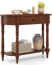 2-Tier Console Table, 36" Retro Entryway Table with Storage Drawer  Elegant Leg
