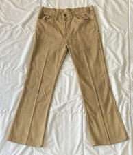VTG 70s Levi  s Sta-Prest Big E Black Tab Bootcut Flared Pants Tan