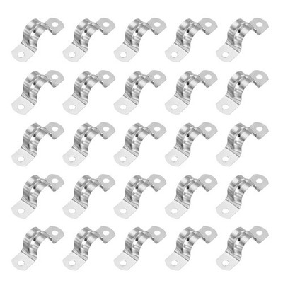 25Pcs 4/5'' (20mm) Rigid Pipe Strap 2 Hole U Bracket Conduit Tube Clamp