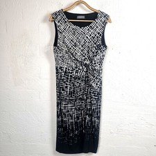 JACQUI E Womens Bodycon Dress Size M Black/White Stretch Knit Sleeveless 