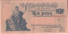 ARGENTINA BANKNOTE 1 PESO Art. 36 - L. 12.155 / ND (1935) SER J
