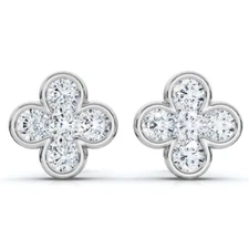 1/2Ct Diamond Bezel Earrings Women's White or Yellow Gold Lab Grown