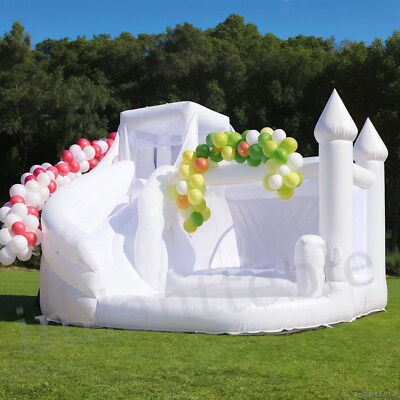 16x15FT PVC Giant White Bounce House Castle Slide Ball Pit for Kids Party Blower