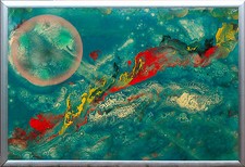 Jozsef Toth *1944: Mond-Basis Kosmos Öl-Lackgemälde 60 x 79 cm 1999 Astronomie