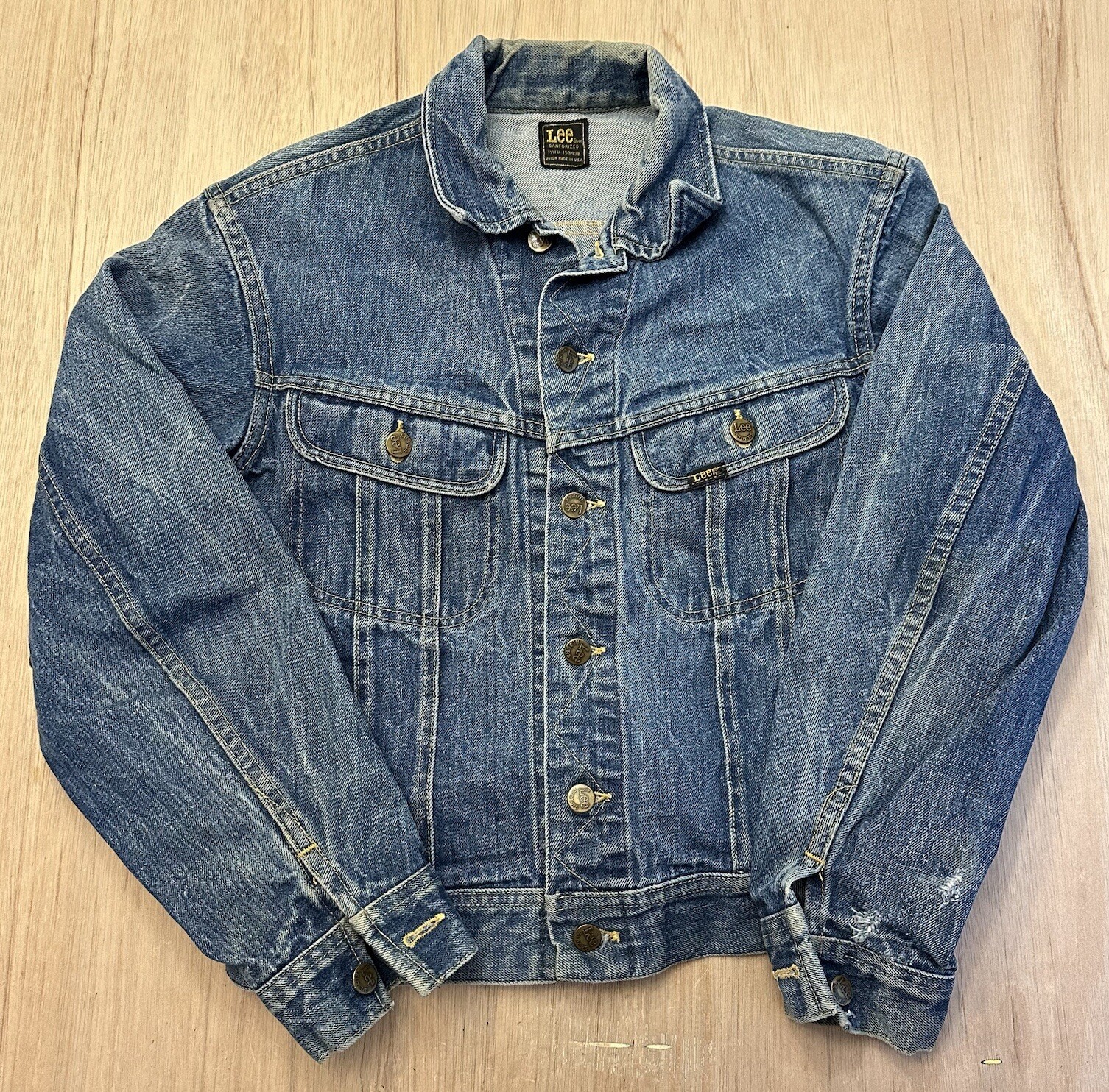 VTG LEE RIDERS SANFORIZED CUSTOM DENIM JEAN JACKET MENS M FRATERNAL ORDER EAGLES image 2