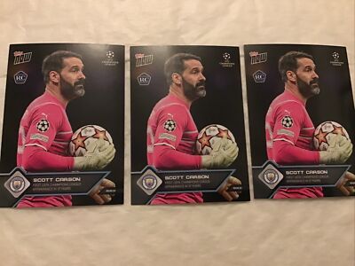 Topps Now UCL 21/22 - Scott Carson RC  3xCards In display Orig.von Topps Man.Cit