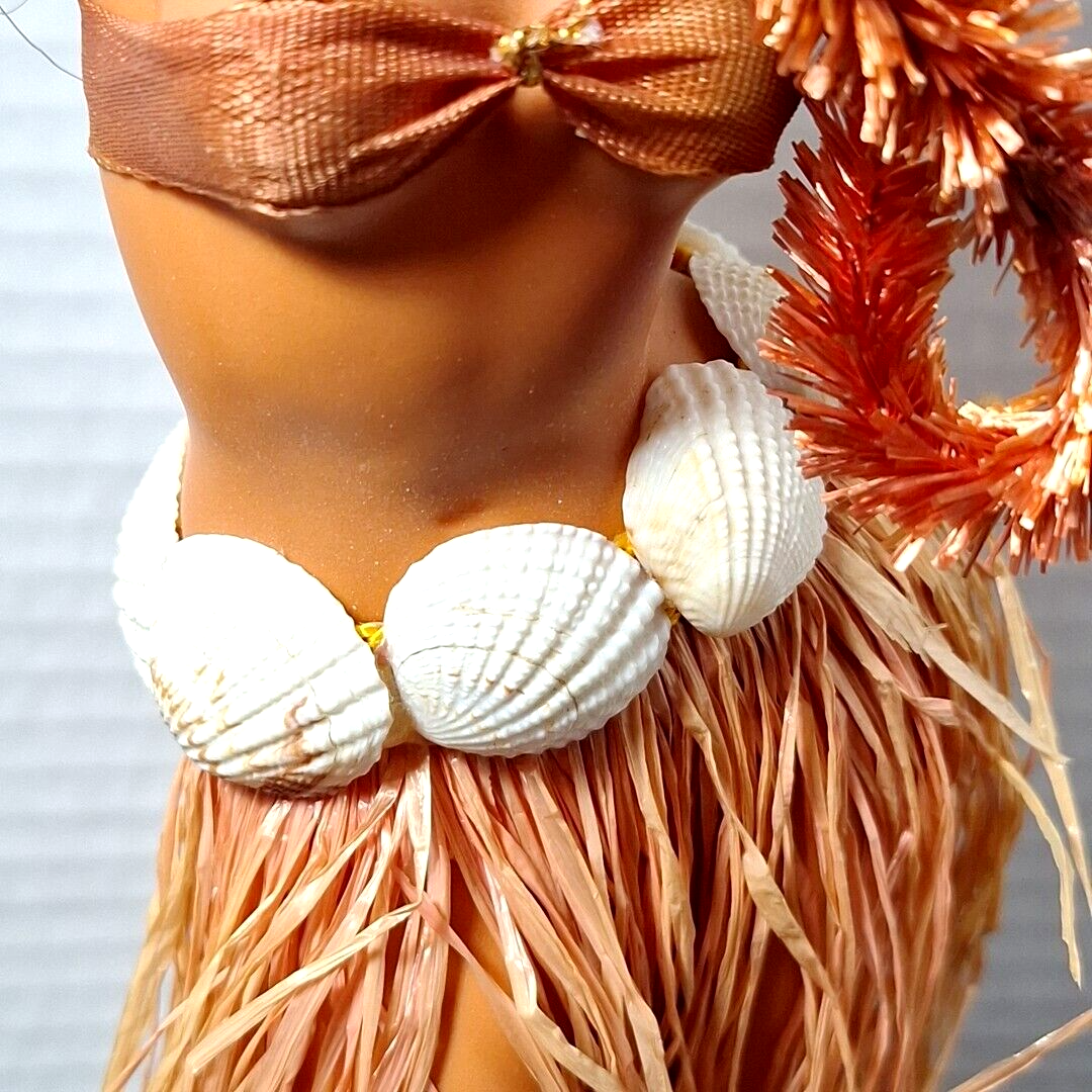 Hawaiian Hula Girl Vtg 1960s 11” Plastic Tiki Dancer Polynesian