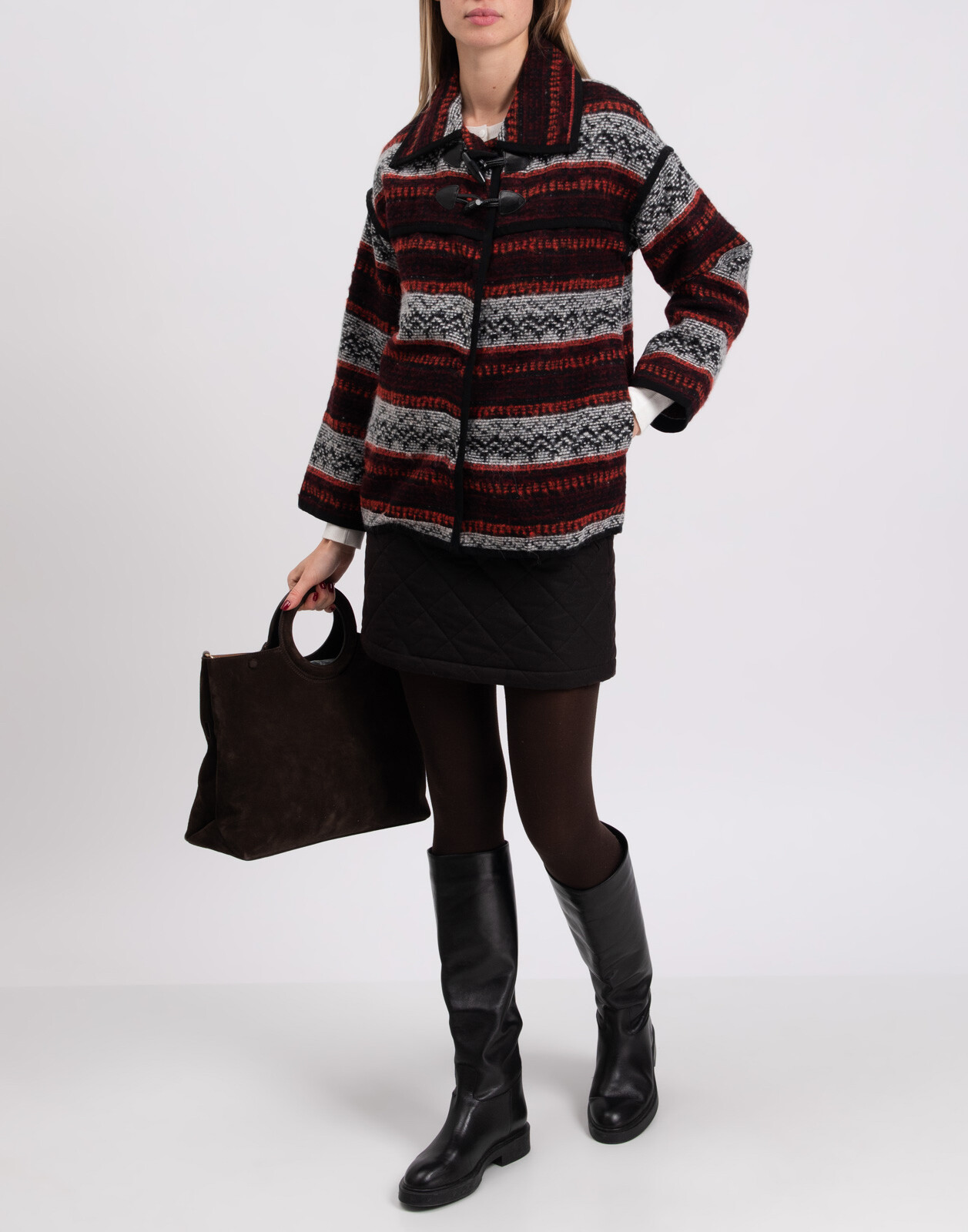 ALTRA GEORGE J. Giacca LOVE taglia L misto lana motivo etnico colletto Made in Italy