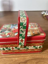 Keller-Charles of Philadelphia Tin Christmas With Lid Mr. &Mrs. Clause EMPTY