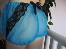 Sheer  nylon blue  knickers lace Panties Adult feminine