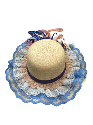 Girls One Size Poly Straw Easter Hat 